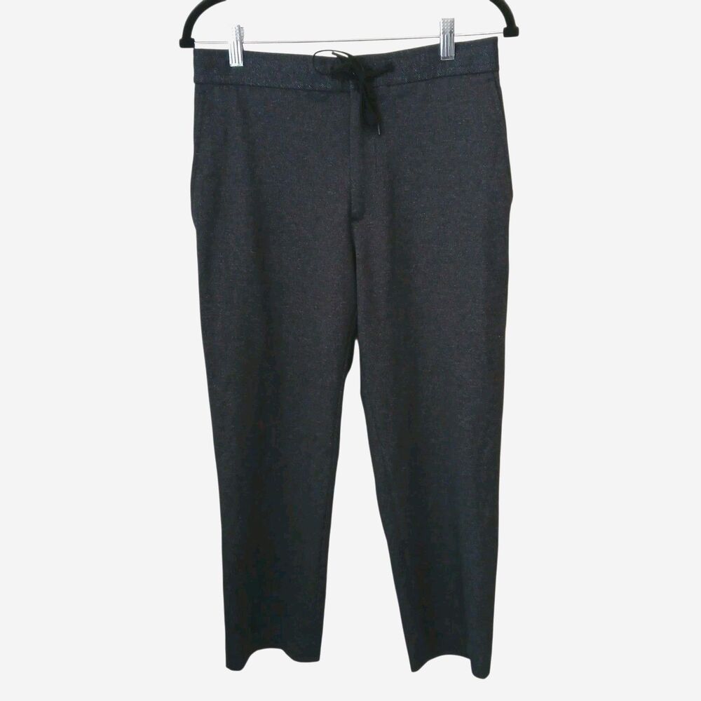 Theory Size 30 Cropped‎ Easy Pants Knit Elastic/Tie Waist Dark Blue Gray  Ponte
